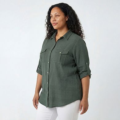 Woman Within Plus Size Cotton Gauze Bigshirt