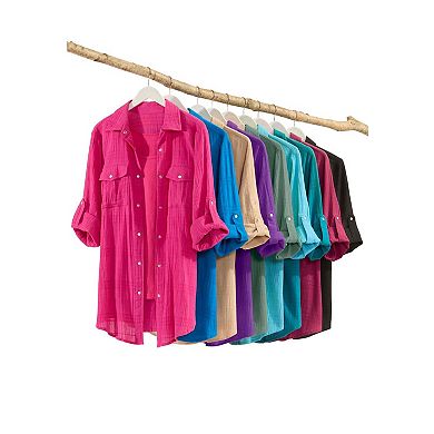 Woman Within Plus Size Cotton Gauze Bigshirt