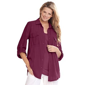 Woman Within Plus Size Cotton Gauze Bigshirt