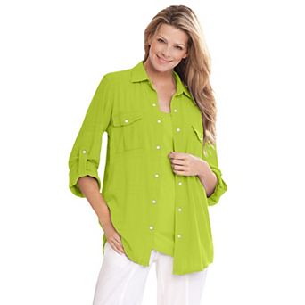Woman Within Plus Size Cotton Gauze Bigshirt
