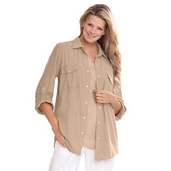 Woman Within Plus Size Cotton Gauze Bigshirt
