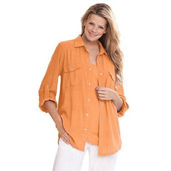 Woman Within Plus Size Cotton Gauze Bigshirt