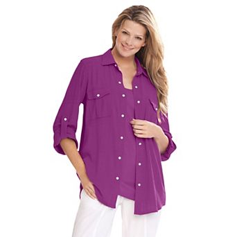 Woman Within Plus Size Cotton Gauze Bigshirt