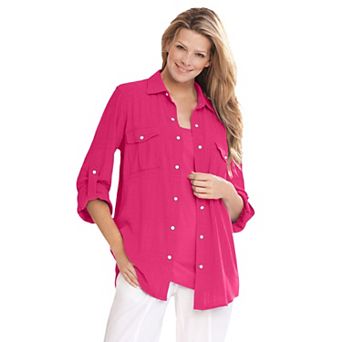 Woman Within Plus Size Cotton Gauze Bigshirt