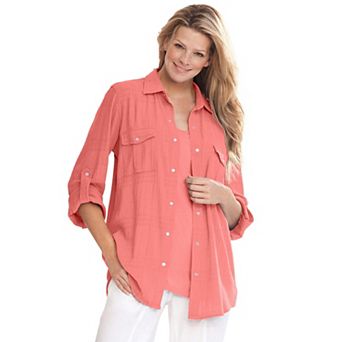Woman Within Plus Size Cotton Gauze Bigshirt