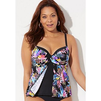 Swimsuits for All Women's Faux Flyaway Underwire Tankini Top