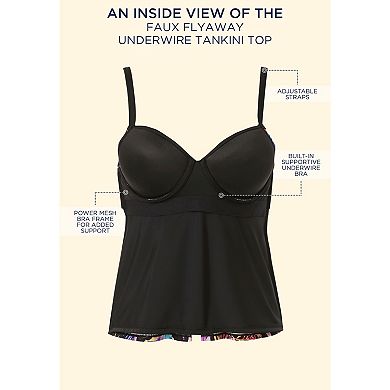 Swimsuits for All Women's Faux Flyaway Underwire Tankini Top
