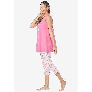 Dreams & Co. Plus Size Scoopneck Tank & Capri Legging PJ Set