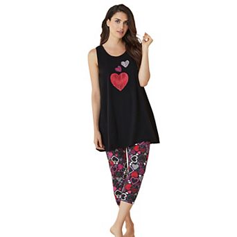 Dreams & Co. Plus Size Scoopneck Tank & Capri Legging PJ Set