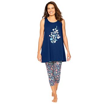 Dreams & Co. Plus Size Scoopneck Tank & Capri Legging PJ Set