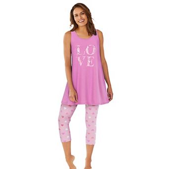 Dreams & Co. Plus Size Scoopneck Tank & Capri Legging PJ Set