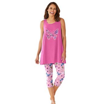 Dreams & Co. Plus Size Scoopneck Tank & Capri Legging PJ Set