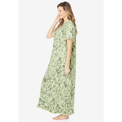 Dreams & Co. Plus Size Long Floral Print Cotton Gown