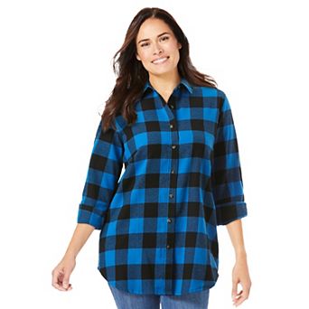 Woman Within Plus Size Petite Classic Flannel Shirt