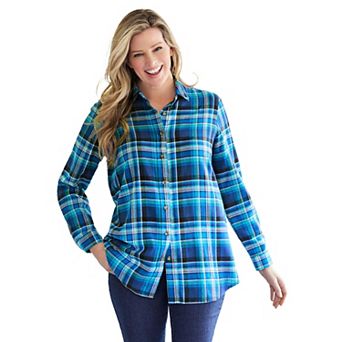 Woman Within Plus Size Petite Classic Flannel Shirt