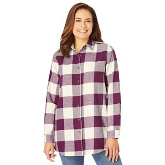 Woman Within Plus Size Classic Flannel Shirt