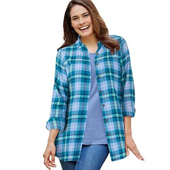 Woman Within Plus Size Classic Flannel Shirt