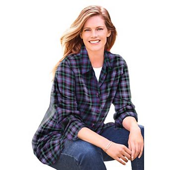 Woman Within Plus Size Petite Classic Flannel Shirt