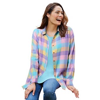 Woman Within Plus Size Classic Flannel Shirt