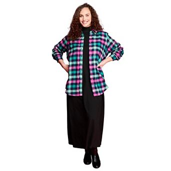 Woman Within Plus Size Petite Classic Flannel Shirt