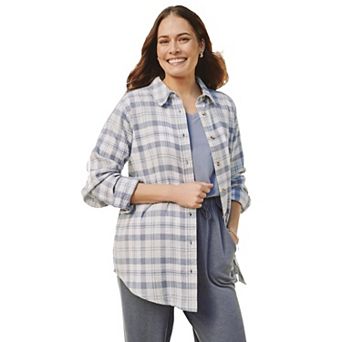 Woman Within Plus Size Classic Flannel Shirt