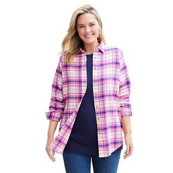 Woman Within Plus Size Petite Classic Flannel Shirt