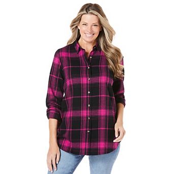 Woman Within Plus Size Petite Classic Flannel Shirt