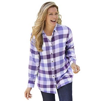Woman Within Plus Size Classic Flannel Shirt