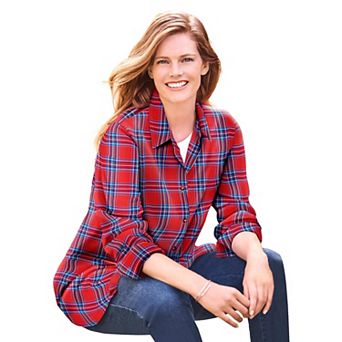 Woman Within Plus Size Petite Classic Flannel Shirt