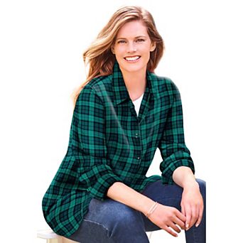 Woman Within Plus Size Classic Flannel Shirt