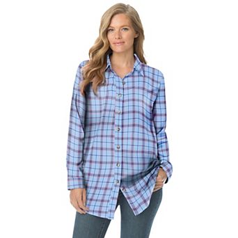 Woman Within Plus Size Classic Flannel Shirt