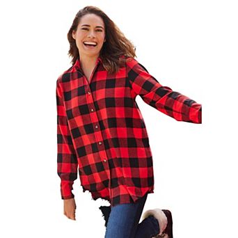 Woman Within Plus Size Classic Flannel Shirt