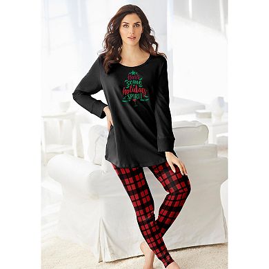 Dreams & Co. Plus Size 2-Piece Pj Legging Set