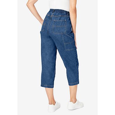Woman Within Plus Size Carpenter Denim Capri