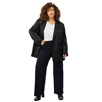 ellos Plus Size 5-Pocket Wide Leg Jeans