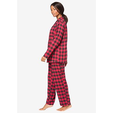 Dreams & Co. Plus Size Petite Classic Flannel Pajama Set