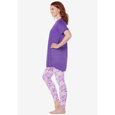 Dreams & Co. Plus Size Graphic Tunic PJ Set