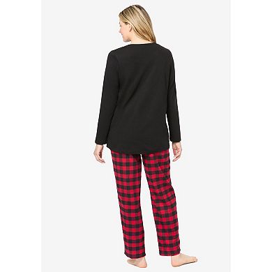 Dreams & Co. Plus Size Cozy Pajama Set