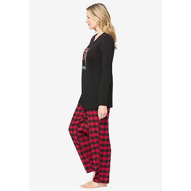 Dreams & Co. Plus Size Cozy Pajama Set