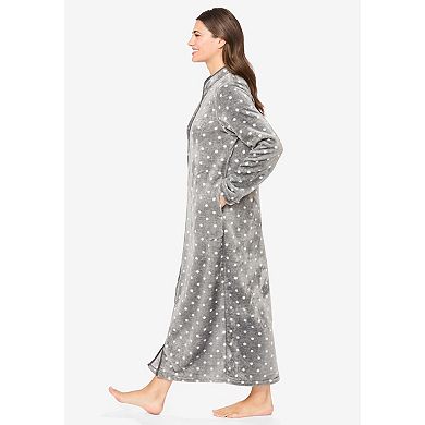 Dreams & Co. Plus Size Plush Zip-Front Robe