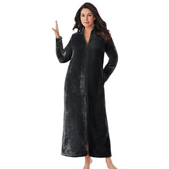 Dreams & Co. Plus Size Plush Zip-Front Robe