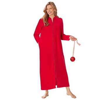 Dreams & Co. Plus Size Plush Zip-Front Robe