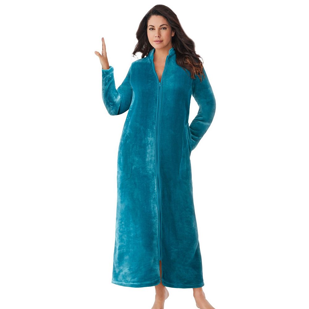Dreams & Co. Plus Size Plush Zip-Front Robe