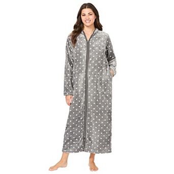 Dreams & Co. Plus Size Plush Zip-Front Robe