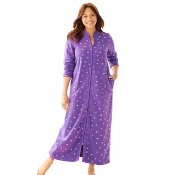 Dreams & Co. Plus Size Plush Zip-Front Robe