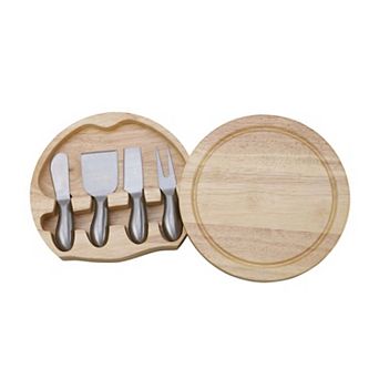Round Swiveling Cheeseboard With 4 Stainless Steel Utensils