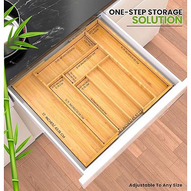 8-compartment Bamboo Silverware Organizer Cutlery Tray