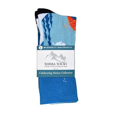 Sierra Socks Steep Slopes Pattern Coolmax Socks, Nature Collection For Men & Women Crew Socks
