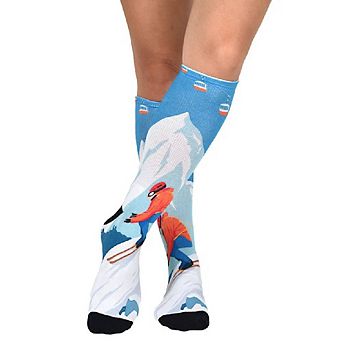 Sierra Socks Steep Slopes Pattern Coolmax Socks, Nature Collection For Men & Women Crew Socks