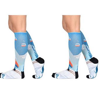 Sierra Socks Steep Slopes Pattern Coolmax Socks, Nature Collection For Men & Women Crew Socks
